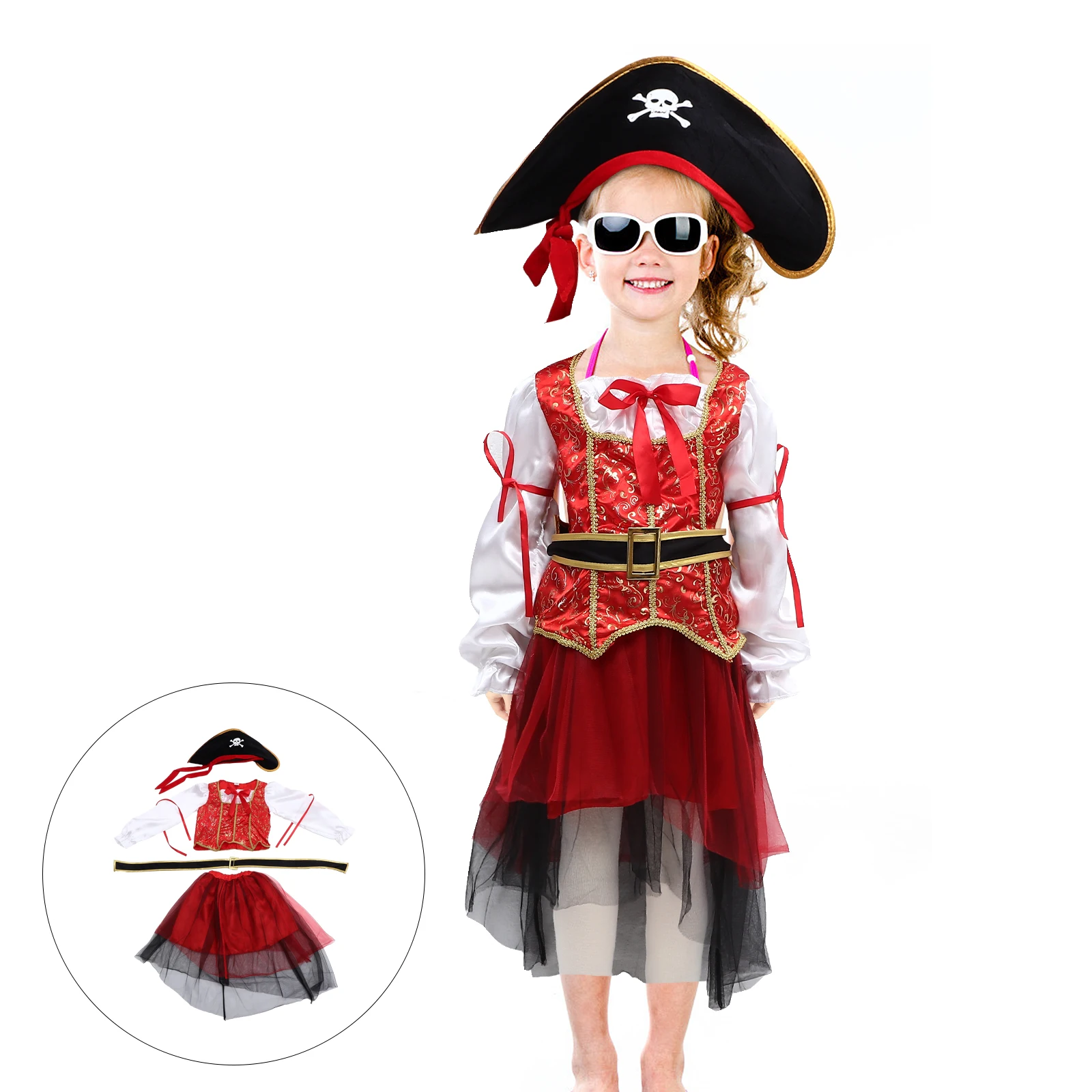 4Pcs Kids Pirate Costume Halloween Outfit Soft Comfortable Easy Wear Stage Performance Design Gift for Cosplay Dress Up
4Pcs Kids Pirate Costume Halloween Outfit Soft Comfortable Easy Wear Stage Performance Design Gift for Cosplay Dress Up