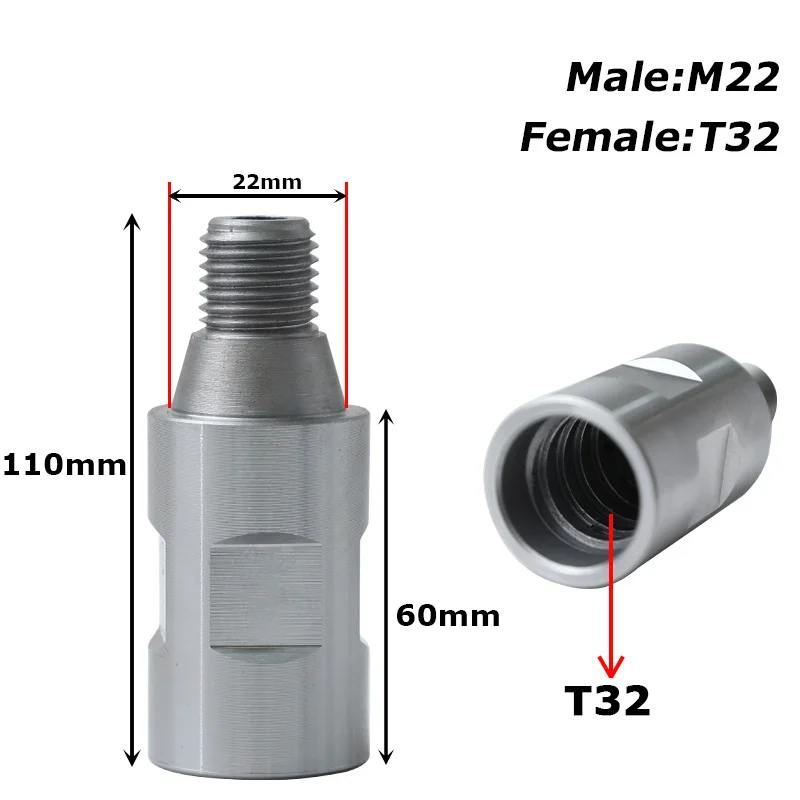 Drilling tool accessories drill bit conversion connector T33 male M22 female drill bit locking protection
Drilling tool accessories drill bit conversion connector T33 male M22 female drill bit locking protection