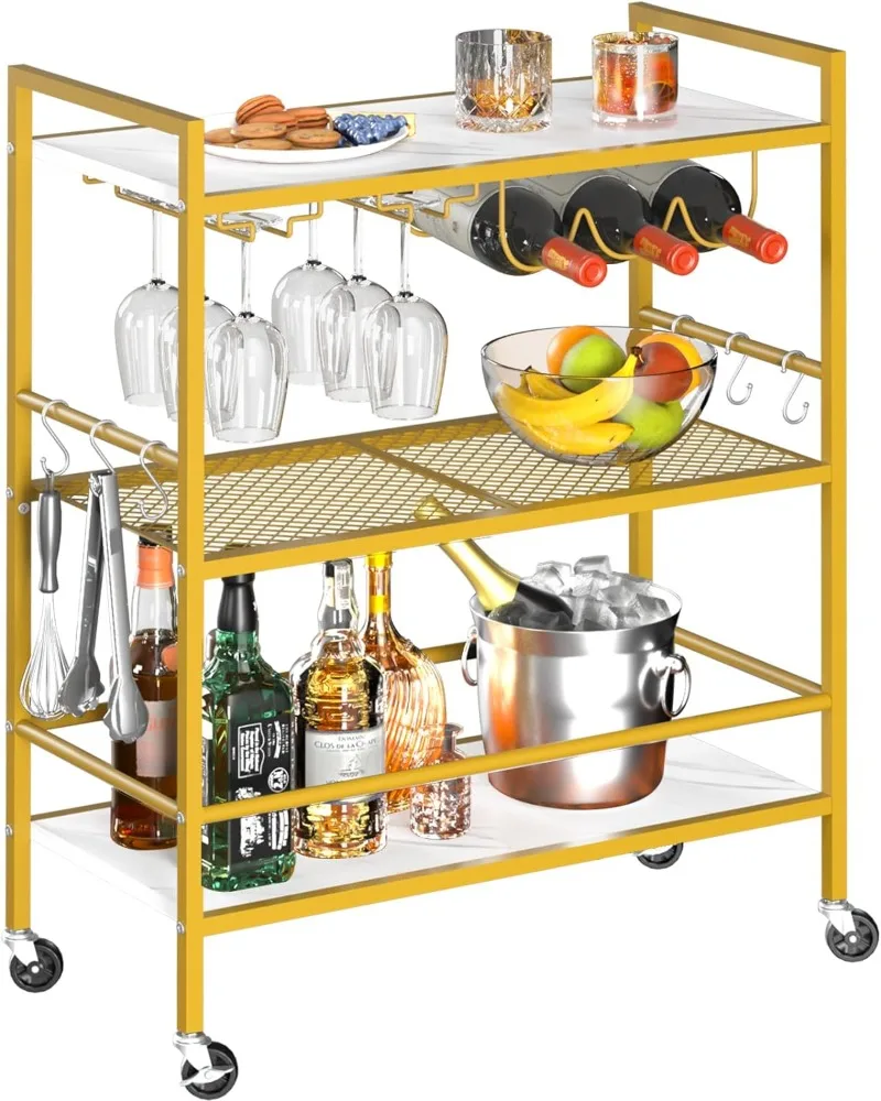 Yoobure Bar Cart with Wheels, Bar Carts for The Home, 3-Tier Rolling Kitchen Cart with Wine Rack and Glass Holder
Yoobure Bar Cart with Wheels, Bar Carts for The Home, 3-Tier Rolling Kitchen Cart with Wine Rack and Glass Holder