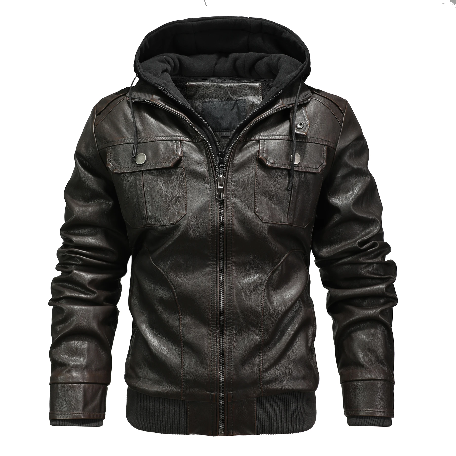 Hooded Quality Leather Jacket Men Classic Stand Collar Fleece Windbreaker Leather Motorcycle Coats Men Outdoor Windproof Coats
Hooded Quality Leather Jacket Men Classic Stand Collar Fleece Windbreaker Leather Motorcycle Coats Men Outdoor Windproof Coats