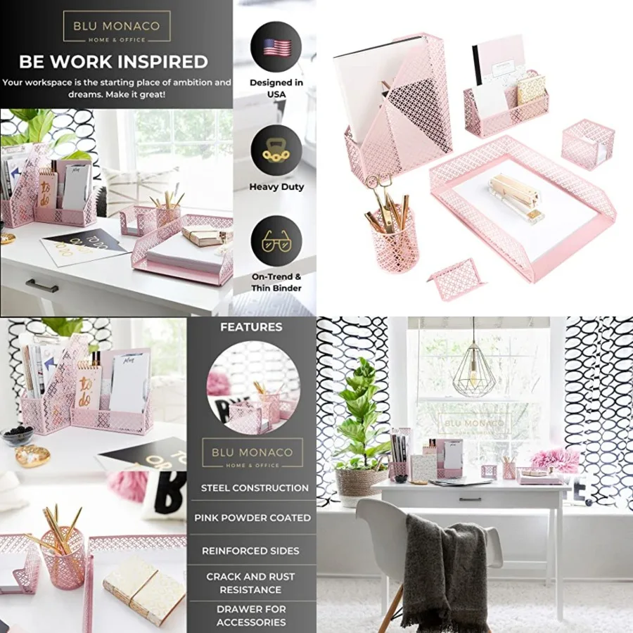 Desk Organizer Set 6-Piece Metal Desktop Accessories Mail Sorter Organizer Countertop Letter Sorter for Desk Mesh Pen Holder Ho
Desk Organizer Set 6-Piece Metal Desktop Accessories Mail Sorter Organizer Countertop Letter Sorter for Desk Mesh Pen Holder Ho