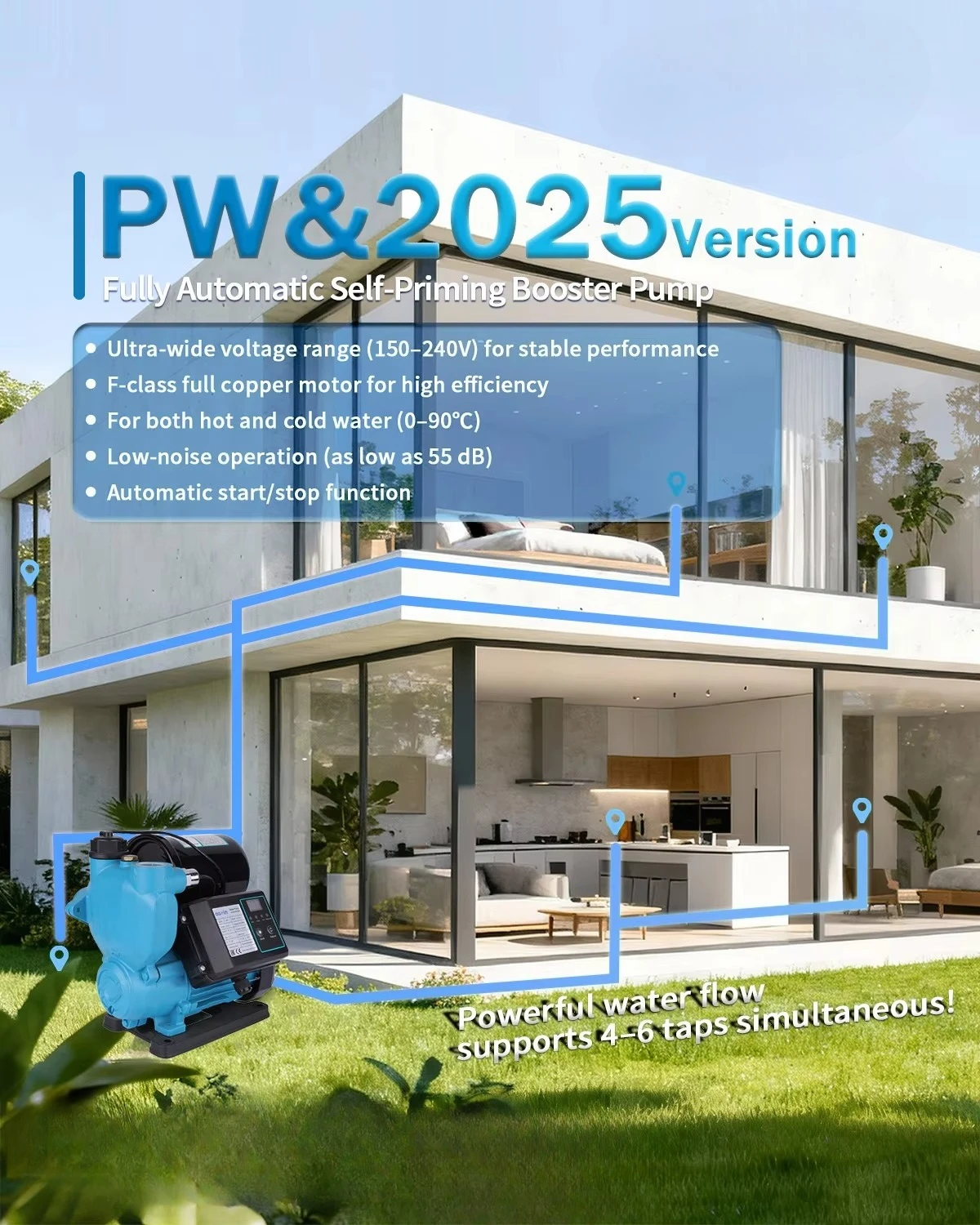 PW Fully Automatic Self-Priming Booster Pump High Temperature Resistant for Water Heaters Tap Water Pumping
PW Fully Automatic Self-Priming Booster Pump High Temperature Resistant for Water Heaters Tap Water Pumping