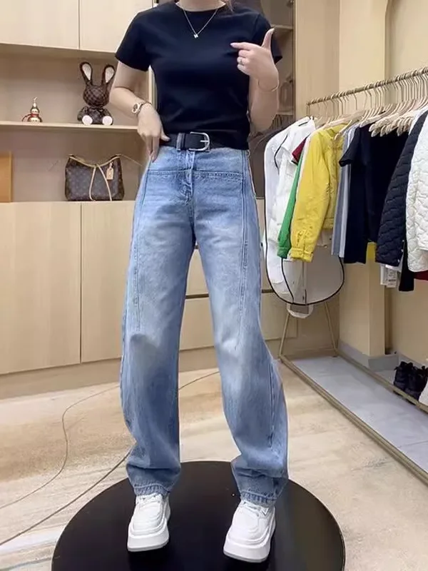 Light Blue Loose Wide Leg Jeans Women's Spring Autumn High Waist Loose Trousers New Sle Banana Pants Casual Denim Jeans
Light Blue Loose Wide Leg Jeans Women's Spring Autumn High Waist Loose Trousers New Sle Banana Pants Casual Denim Jeans