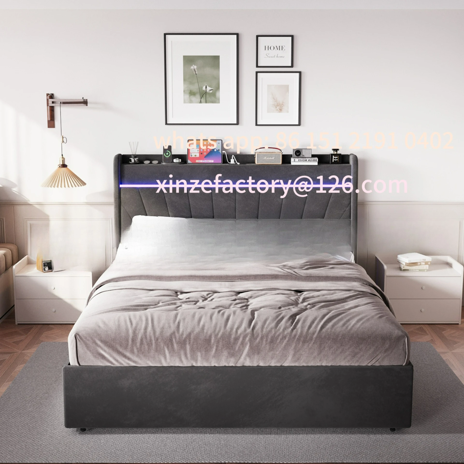 Customizable Italian soft bed with lamp simple modern light luxury villa master bedroom double bed 1.6 meters wedding bed
Customizable Italian soft bed with lamp simple modern light luxury villa master bedroom double bed 1.6 meters wedding bed