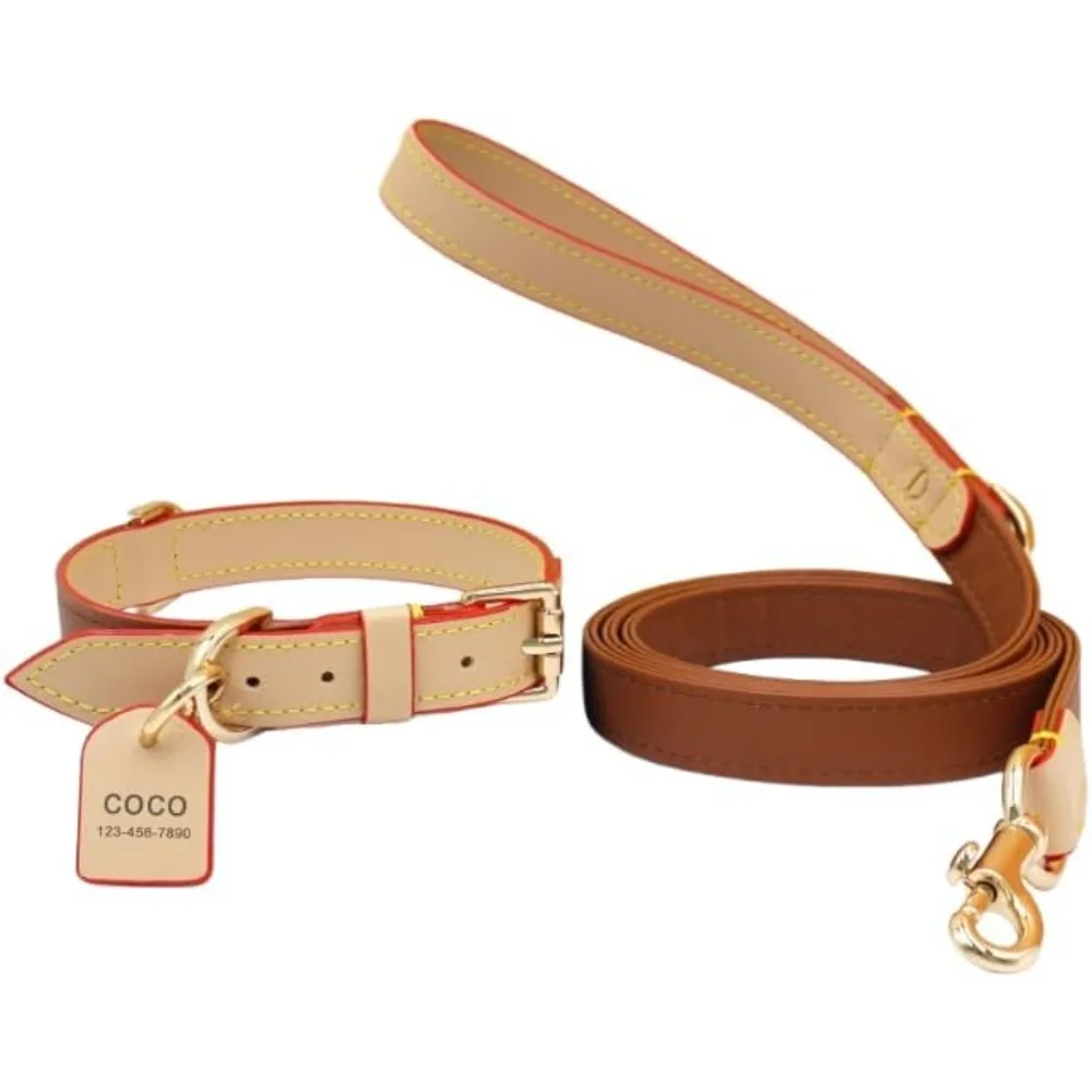 Personalized Leather Dog Collar Leash Set with Name Phone Number Custom Leather Padded Adjustable Puppy Collar with Buckle
Personalized Leather Dog Collar Leash Set with Name Phone Number Custom Leather Padded Adjustable Puppy Collar with Buckle