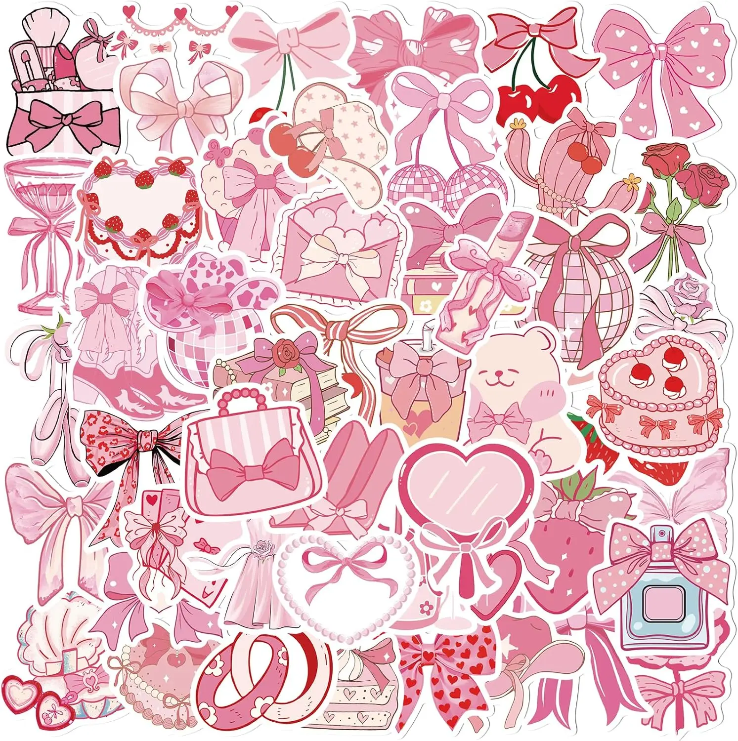Pink Coquete Bow Sticker - 100 Pcs Aesthetic Stickers for Girls Women, Cute Butterfly Cake Waterproof
Pink Coquete Bow Sticker - 100 Pcs Aesthetic Stickers for Girls Women, Cute Butterfly Cake Waterproof