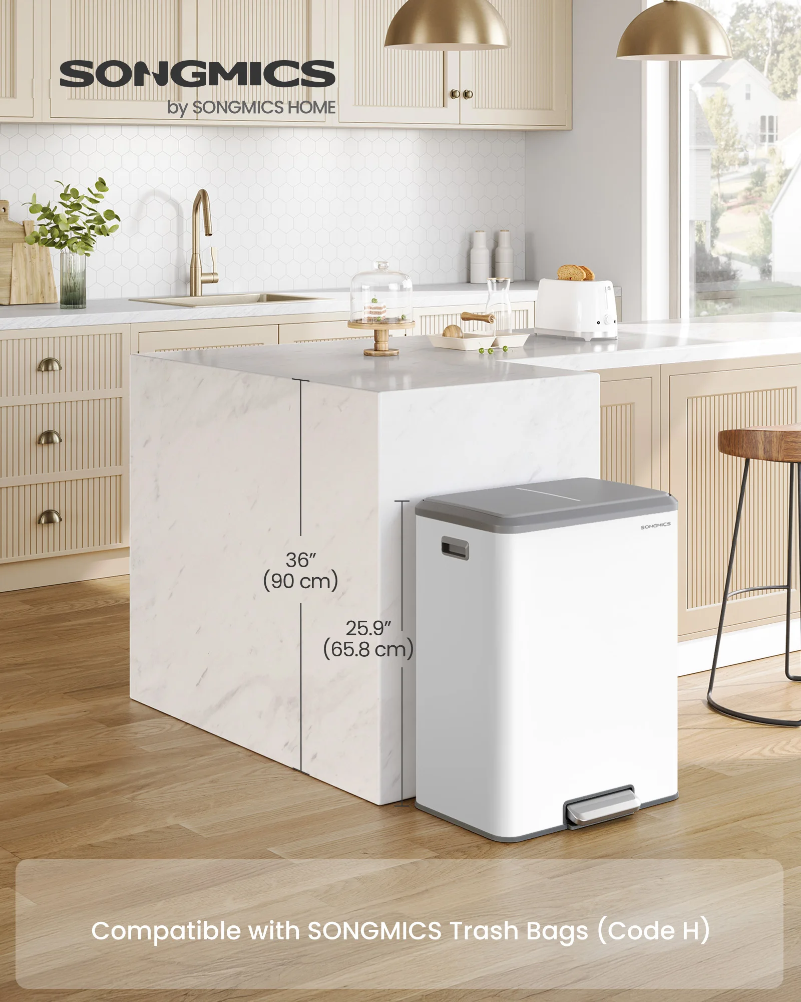 Trash Can, 2 x 8 Gallon (2 x 30 L) Double Garabge Can for Recycling and Waste, Stainless Steel, Soft-Close Lid, Inner Buckets,
Trash Can, 2 x 8 Gallon (2 x 30 L) Double Garabge Can for Recycling and Waste, Stainless Steel, Soft-Close Lid, Inner Buckets,