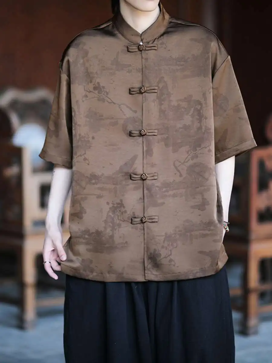 New Summer Large Size Men's Short Sleeve Shirt Handmade Button Youth Chinese Style Top Casual Ethnic Clothing Polyester
New Summer Large Size Men's Short Sleeve Shirt Handmade Button Youth Chinese Style Top Casual Ethnic Clothing Polyester