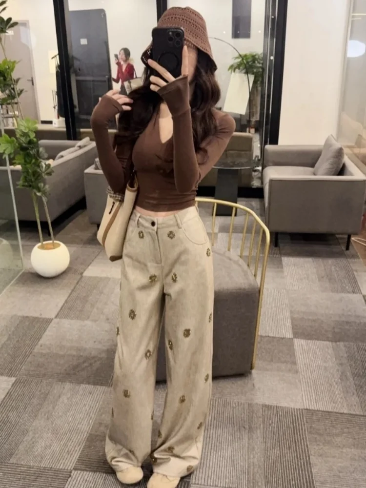 Spring New Sle Glitter Wide Leg Pants Long Sve Slim Fit Top Women Faion Set High Waist V Ne Casual Wear Comfortable
Spring New Sle Glitter Wide Leg Pants Long Sve Slim Fit Top Women Faion Set High Waist V Ne Casual Wear Comfortable