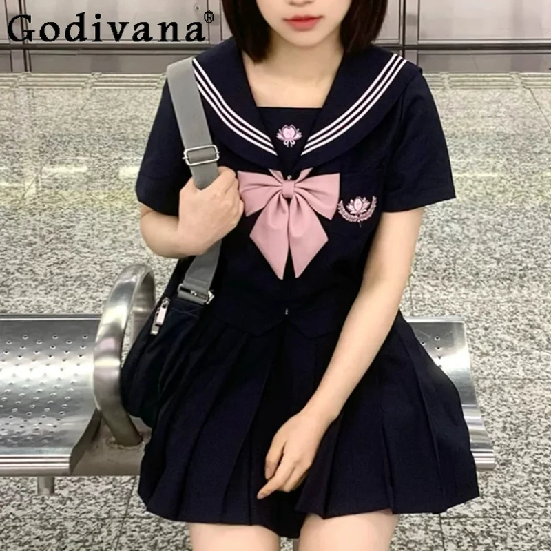 Sailor Sets College Versatile Age Reduction Short Sleeve Summer JK Shirt Fashion A-line High Waist Cute Girls Japanese Skirt
Sailor Sets College Versatile Age Reduction Short Sleeve Summer JK Shirt Fashion A-line High Waist Cute Girls Japanese Skirt