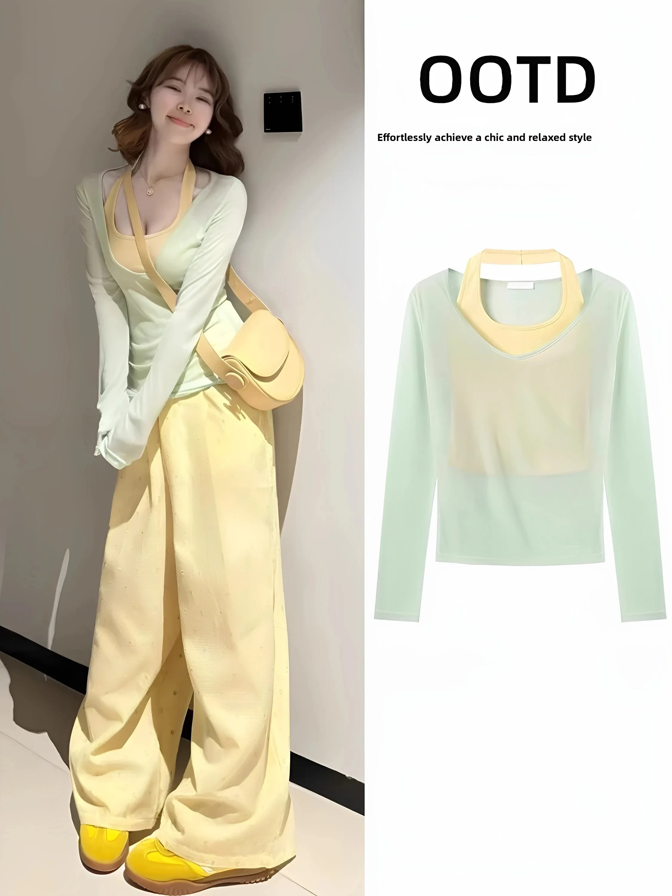 Summer Women's Three-Piece Set Sweet And Spicy Style Wide Leg Pants Long Sleeve Sun Protection Strap Top Dopaamine OOTD
Summer Women's Three-Piece Set Sweet And Spicy Style Wide Leg Pants Long Sleeve Sun Protection Strap Top Dopaamine OOTD