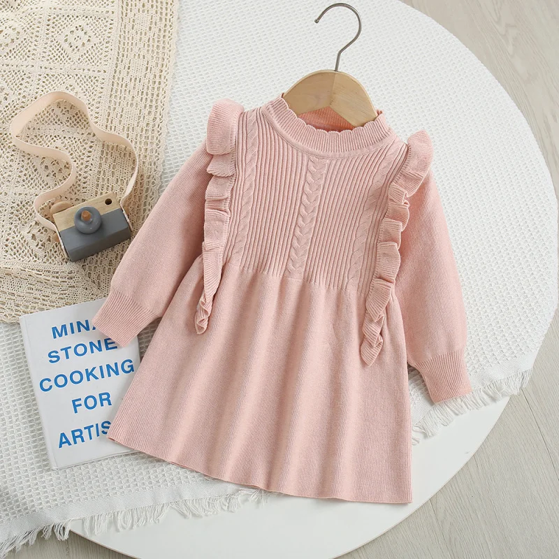 Baby Girl Sweater Dress Autumn Winter New Fashionable Girl Knitted Dress Stylish Children's Ruffled Princess Dress
Baby Girl Sweater Dress Autumn Winter New Fashionable Girl Knitted Dress Stylish Children's Ruffled Princess Dress