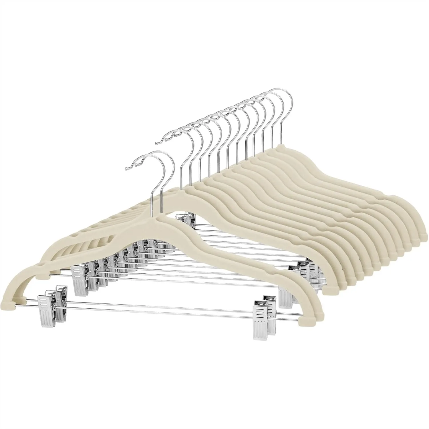 Velvet Skirt Hangers with Clips, 24 Pack Non Slip Pants Hangers Space Saving for Trousers, Jeans, Dresses, Suits, Beige
Velvet Skirt Hangers with Clips, 24 Pack Non Slip Pants Hangers Space Saving for Trousers, Jeans, Dresses, Suits, Beige