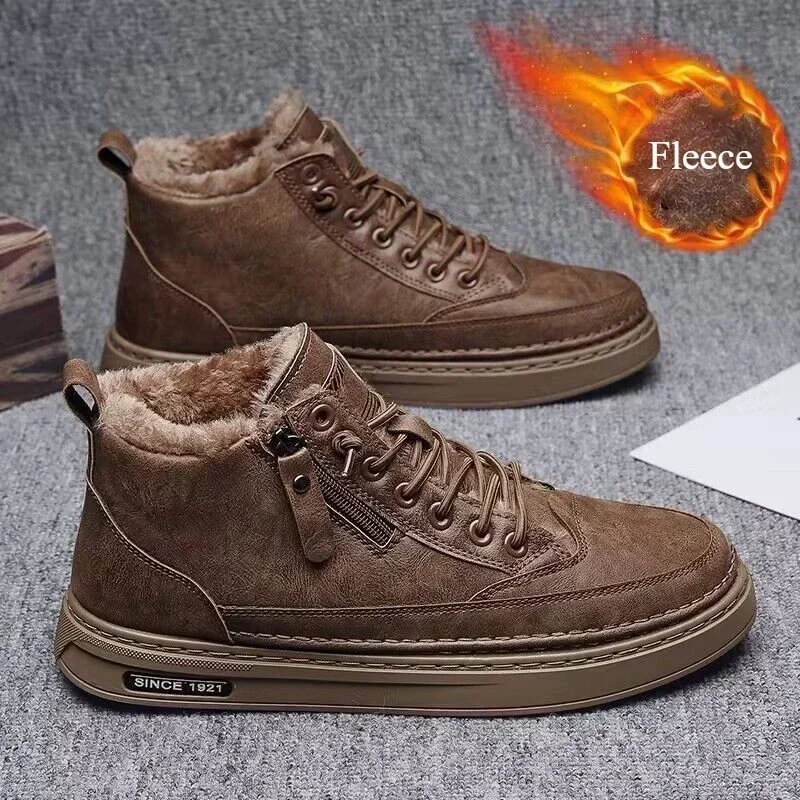 2024 Winter New Men's Leather Boots Thick Bottom Warm Fur Ankle Boots Short Lace Fashion Casual Borwn Casual Shoes
2024 Winter New Men's Leather Boots Thick Bottom Warm Fur Ankle Boots Short Lace Fashion Casual Borwn Casual Shoes