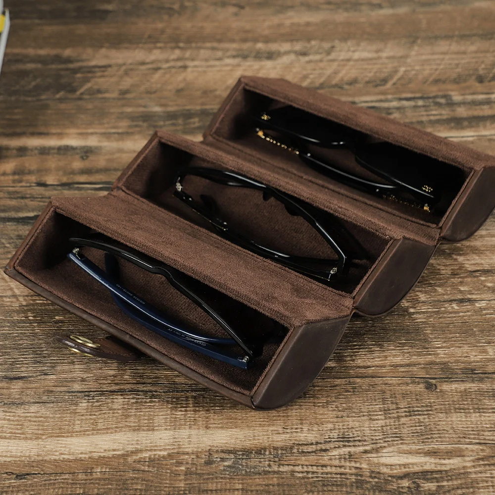 Portable Men Vintage 3 Pairs Sunglasses Case Eyeglass Organizer Roll Luxury Leather Travel Glasses Box Case Customizing
Portable Men Vintage 3 Pairs Sunglasses Case Eyeglass Organizer Roll Luxury Leather Travel Glasses Box Case Customizing