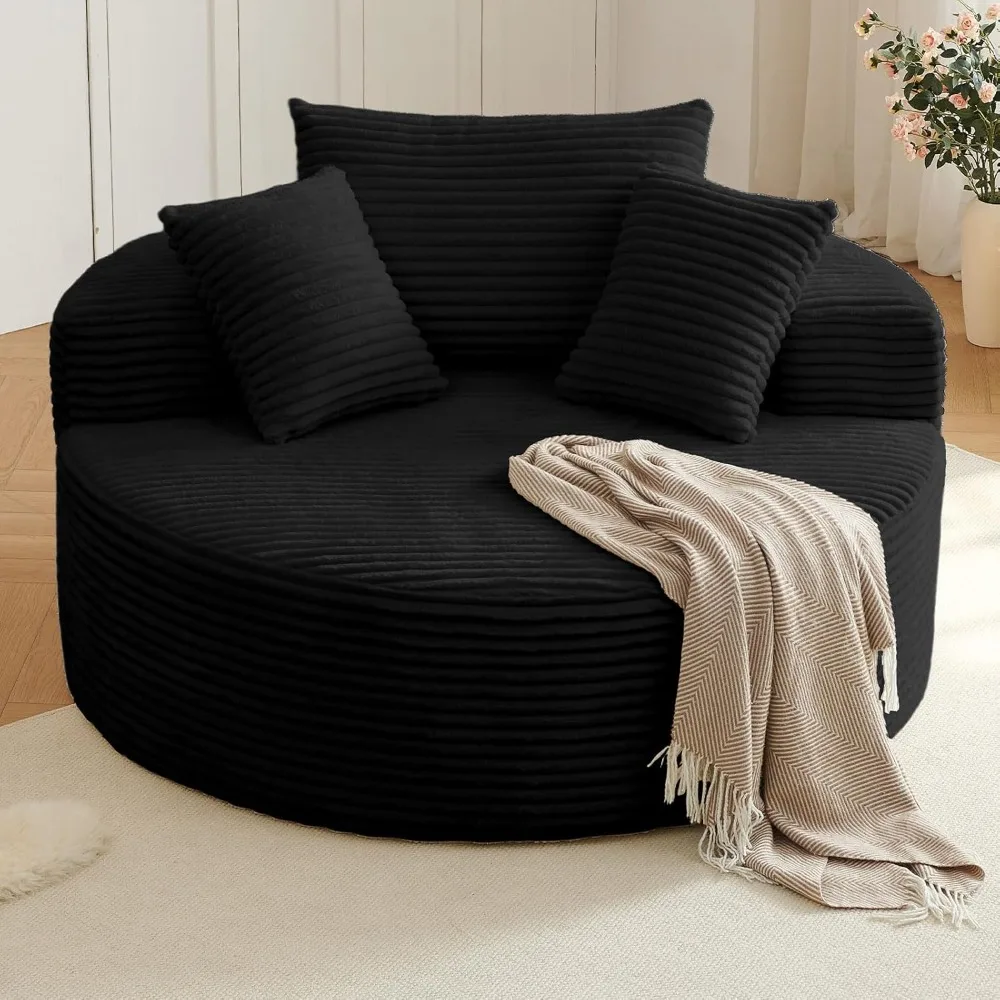 Oversized Round Chair Lounge Chaise Indoor, Upholstered Corduroy Deep Seat Cloud Large Circle Sofa Chair, No Assembly Required,
Oversized Round Chair Lounge Chaise Indoor, Upholstered Corduroy Deep Seat Cloud Large Circle Sofa Chair, No Assembly Required,