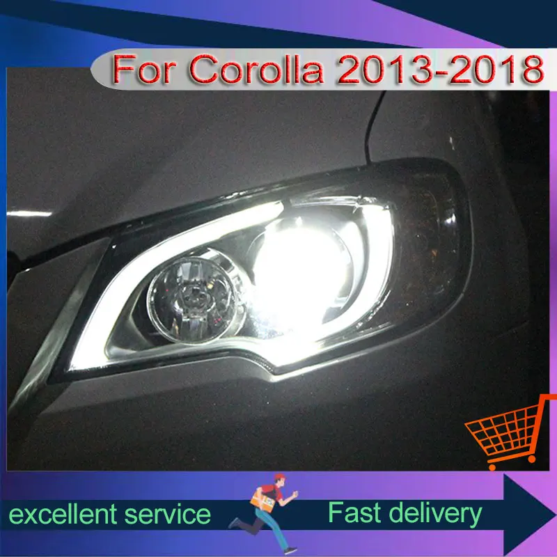 Светодиодные фары для Toyota Corolla 2013-2018, модификация передних фонарей DRL, дальний ближний свет, сигнальные огни багажника, автомобильная сборка
Светодиодные фары для Toyota Corolla 2013-2018, модификация передних фонарей DRL, дальний ближний свет, сигнальные огни багажника, автомобильная сборка