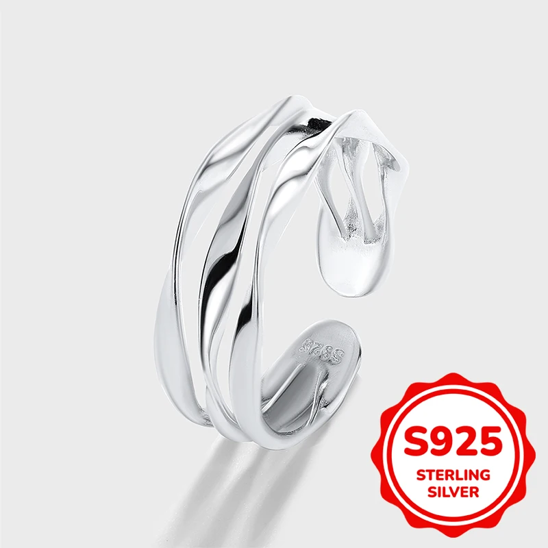 Fashion genuine S925 sterling silver double-layer twist rope bend ring for women's opening adjustable Valentine's Day jewelry
Fashion genuine S925 sterling silver double-layer twist rope bend ring for women's opening adjustable Valentine's Day jewelry