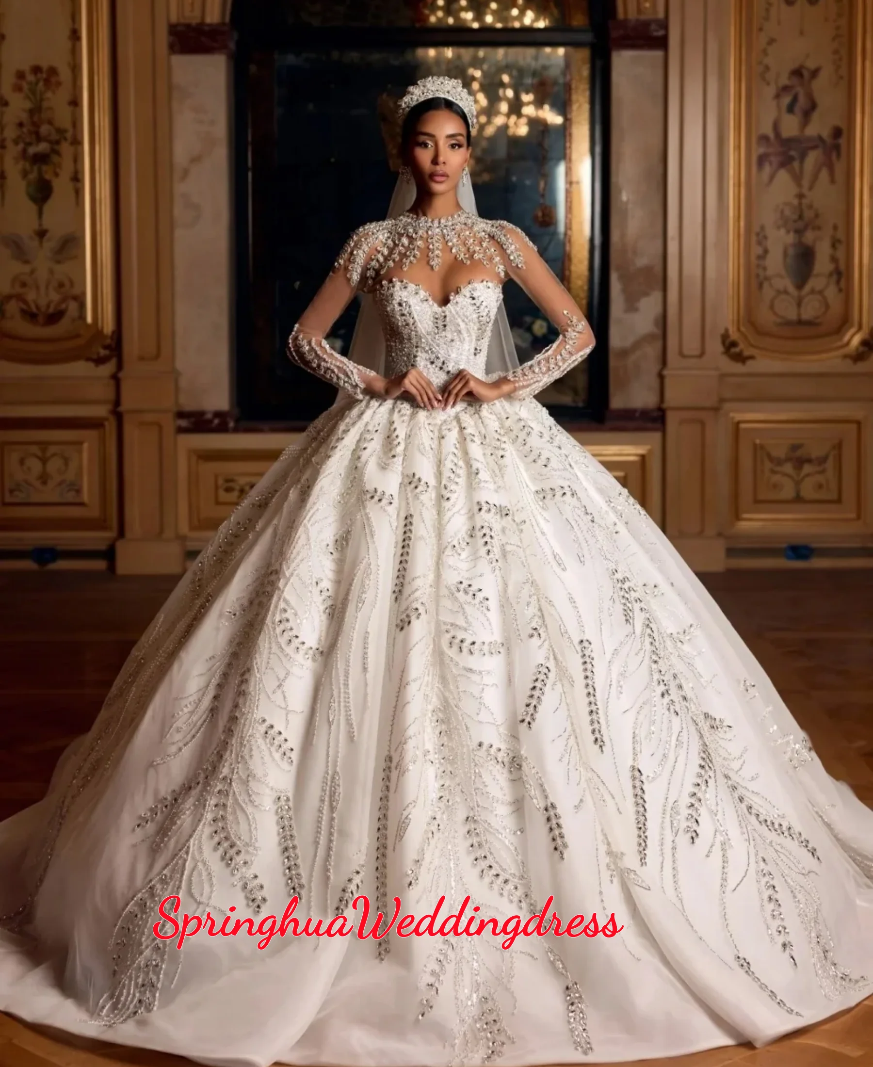 Customized Gorgeous Wedding Dress Crystal Beading Bridal Ball Gowns Sequins Long Sleeve Princess Sweep Train Vestidos De Novia
Customized Gorgeous Wedding Dress Crystal Beading Bridal Ball Gowns Sequins Long Sleeve Princess Sweep Train Vestidos De Novia