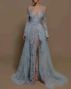 Shiny O-neck Prom Dress with Detachable Tail Beads Evening Illusion Cocktail Gown Formal Party Customized Vestidos De Gala
Shiny O-neck Prom Dress with Detachable Tail Beads Evening Illusion Cocktail Gown Formal Party Customized Vestidos De Gala