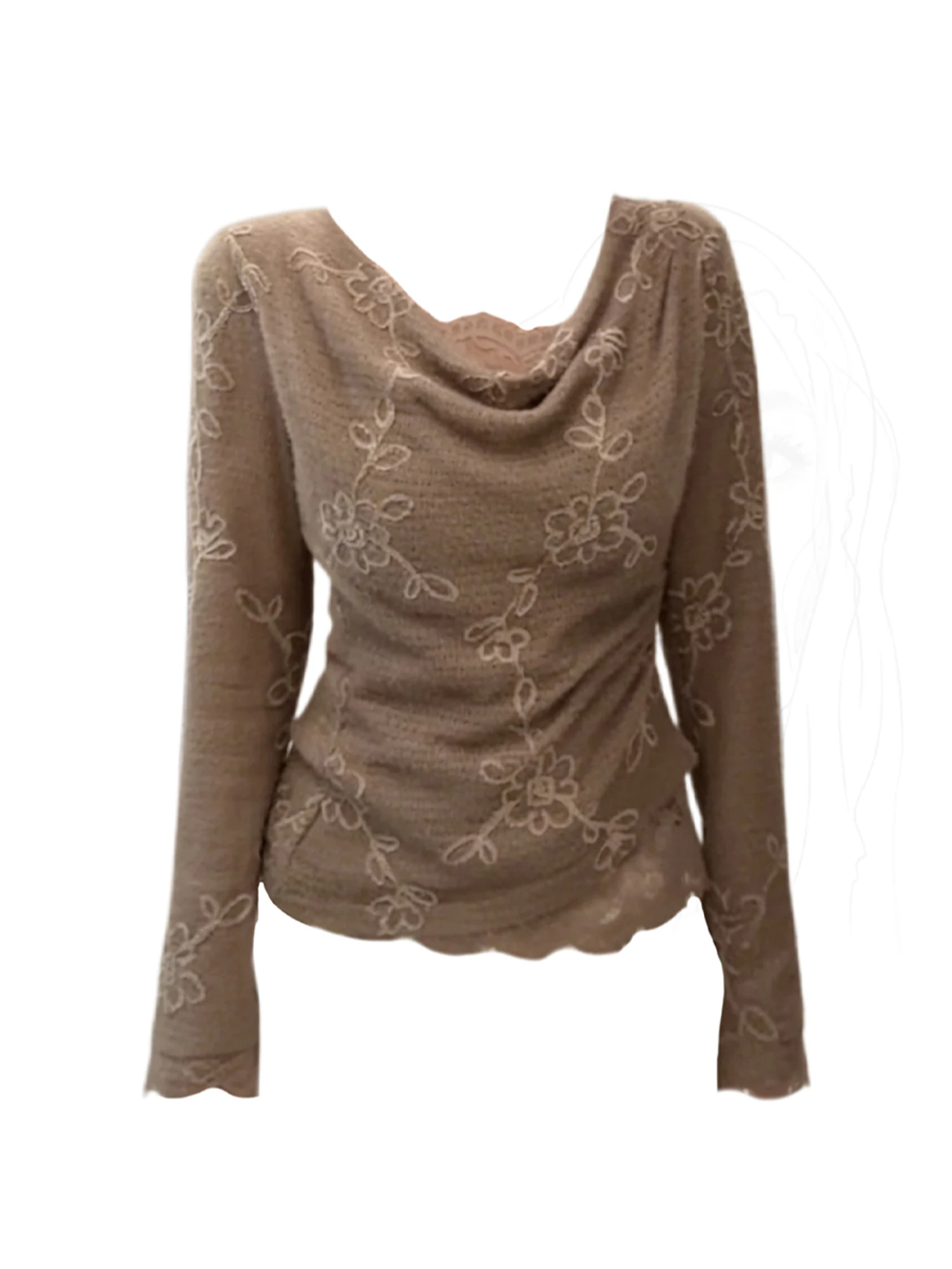 Women Brown Lace Embroidery T-shirt Aesthetic Y2k Gyaru V-Neck Tee Top 2000s Vintage Long Sleeve T-shirt Clothes Spring Autumn
Women Brown Lace Embroidery T-shirt Aesthetic Y2k Gyaru V-Neck Tee Top 2000s Vintage Long Sleeve T-shirt Clothes Spring Autumn
