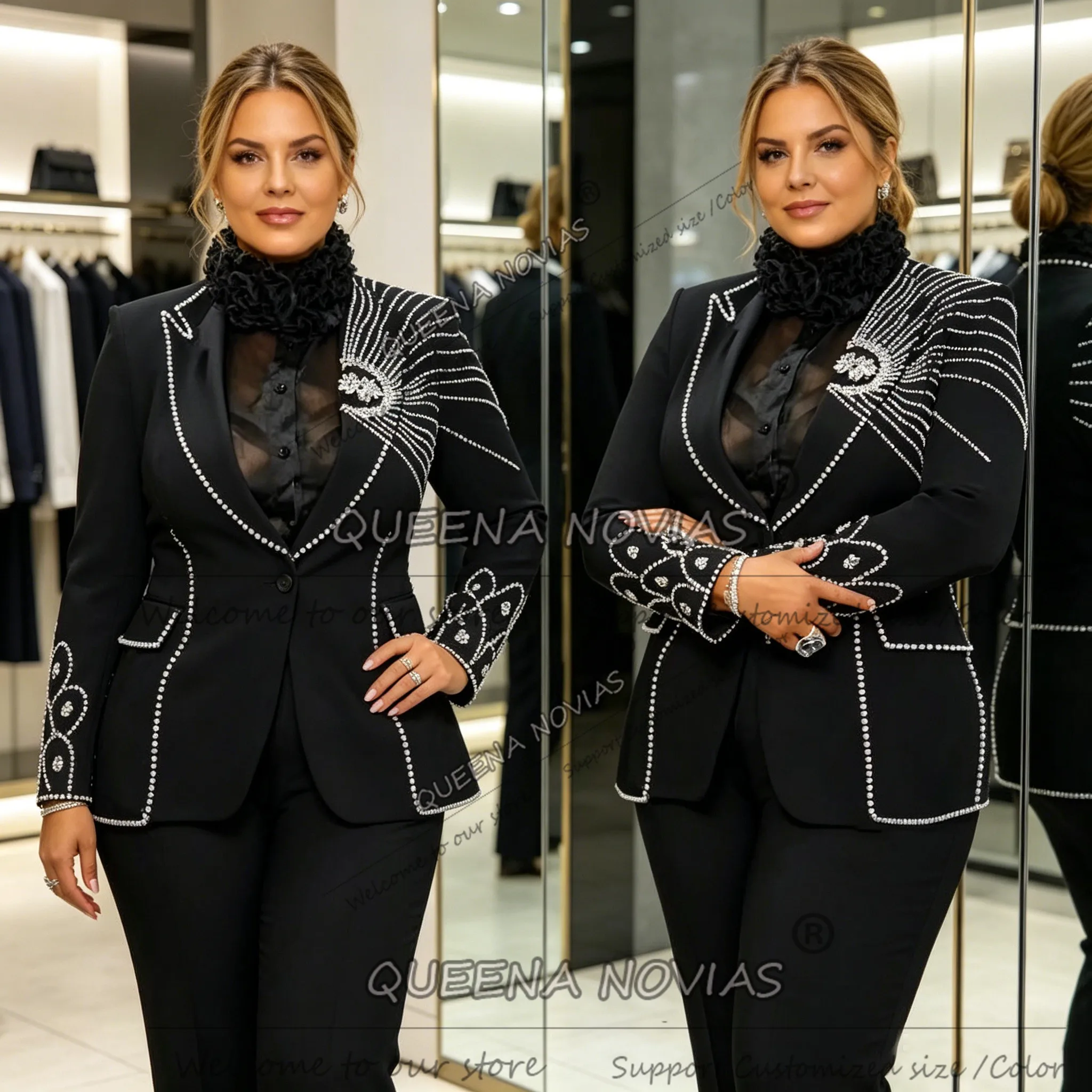 Elegant Pearls Beaded Suit Women Single Breasted Jacket Pants 2 Piece Sets Lady Business Tuxedos Customized Bride's Mother Dress
Elegant Pearls Beaded Suit Women Single Breasted Jacket Pants 2 Piece Sets Lady Business Tuxedos Customized Bride's Mother Dress