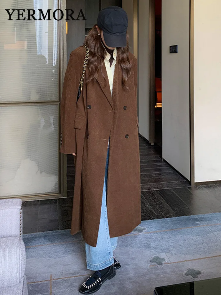 YERMORA Women Caramel Thick Big Size Trench New Lapel Long Sleeve Button Casual Windbreaker Fashion Tide Spring Autumn 2024
YERMORA Women Caramel Thick Big Size Trench New Lapel Long Sleeve Button Casual Windbreaker Fashion Tide Spring Autumn 2024