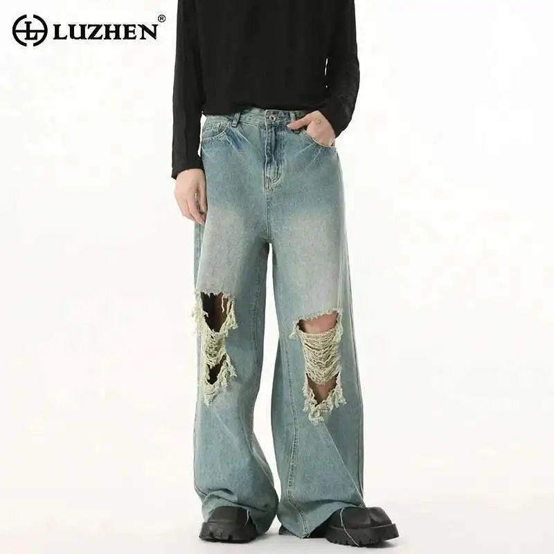 LUZHEN High Street Style Original Broken Hole Design Straight Denim Pants Men's 2025 New Washed Wornout Wide Leg Jeans LZ9887
LUZHEN High Street Style Original Broken Hole Design Straight Denim Pants Men's 2025 New Washed Wornout Wide Leg Jeans LZ9887
