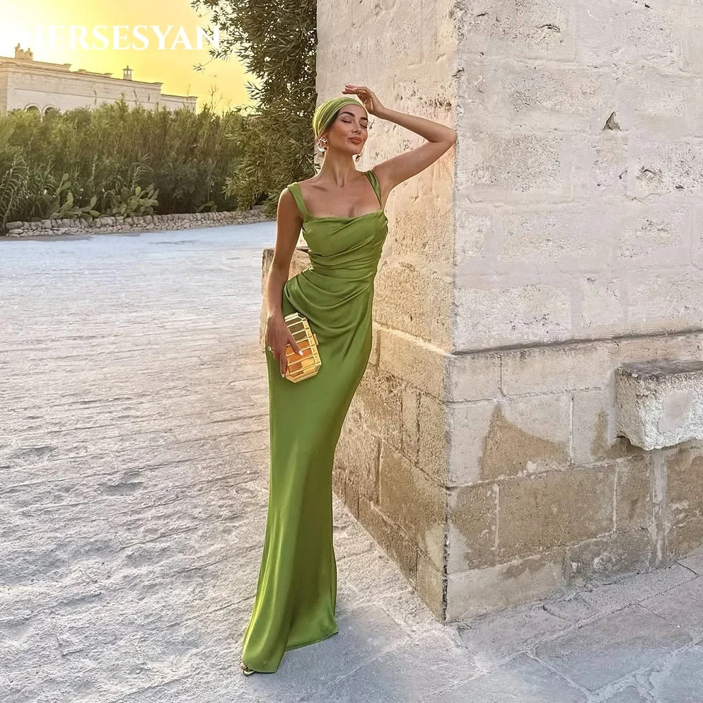 Nersesyan Green Luxury Mermaid Evening Dresses Square Collar Formal Dress Ribbons Party Gowns abito cerimonia donna Customized
Nersesyan Green Luxury Mermaid Evening Dresses Square Collar Formal Dress Ribbons Party Gowns abito cerimonia donna Customized