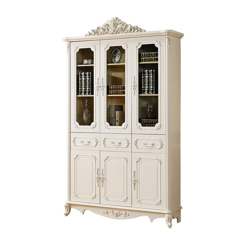 European solid wood bookcase with study, single combination cabinet, free combination locker storage, two doors and
European solid wood bookcase with study, single combination cabinet, free combination locker storage, two doors and