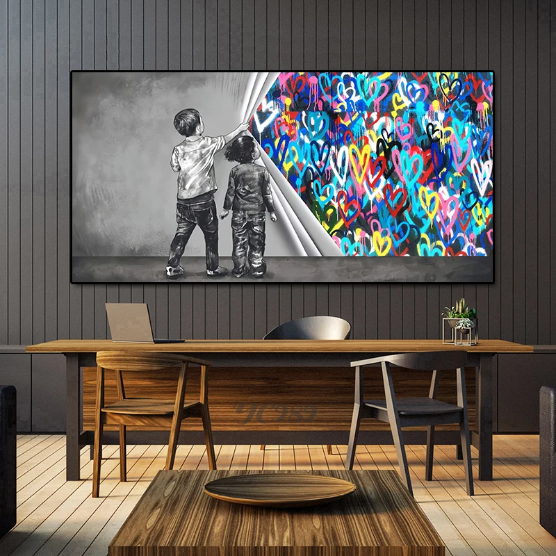 Street Art Graffiti Boys and Girls Unveiling Curtain Heart Creative Canvas Art Posters Prints Wall Picture for Office Home Decor
Street Art Graffiti Boys and Girls Unveiling Curtain Heart Creative Canvas Art Posters Prints Wall Picture for Office Home Decor