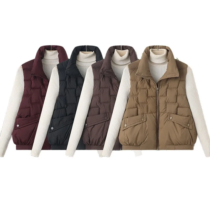 Women Stand Collar Sleeveless Down Cotton Vest Thick Warm Autumn Winter Casual Streetwear Loose Jacket Windproof Short Waistcoat
Women Stand Collar Sleeveless Down Cotton Vest Thick Warm Autumn Winter Casual Streetwear Loose Jacket Windproof Short Waistcoat