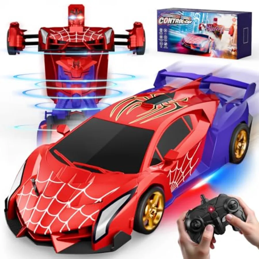 Spider Transform RC Cars Toys with Eye and Underbody Lights, 2.4GHz Remote Control Car One-Button Deformation, Fast 0°Rotation
Spider Transform RC Cars Toys with Eye and Underbody Lights, 2.4GHz Remote Control Car One-Button Deformation, Fast 0°Rotation
