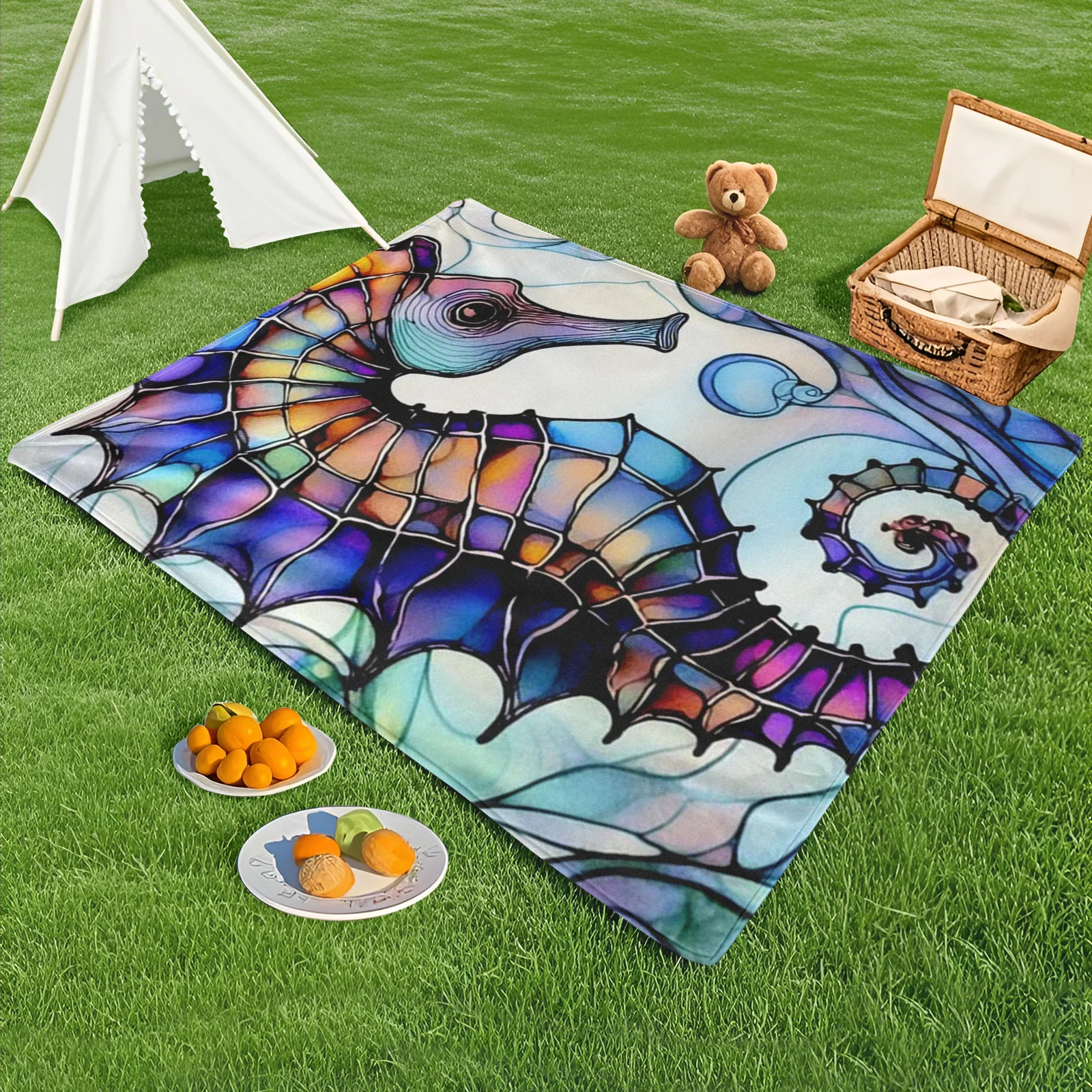 Hippocampus Inspired Purple Yellow Striped Outdoor Blanket For Picnic Beach Camping Comfortable Durable Design
Hippocampus Inspired Purple Yellow Striped Outdoor Blanket For Picnic Beach Camping Comfortable Durable Design