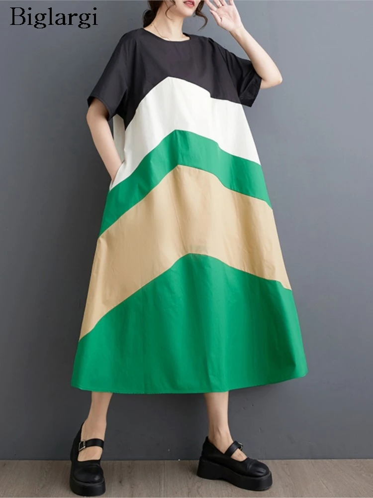 Oversized Summer Midi Dress Women Striped Print Modis Casual A-Line Ladies Dresses Loose Ruffle Pleated Woman Short Sleeve Dress
Oversized Summer Midi Dress Women Striped Print Modis Casual A-Line Ladies Dresses Loose Ruffle Pleated Woman Short Sleeve Dress