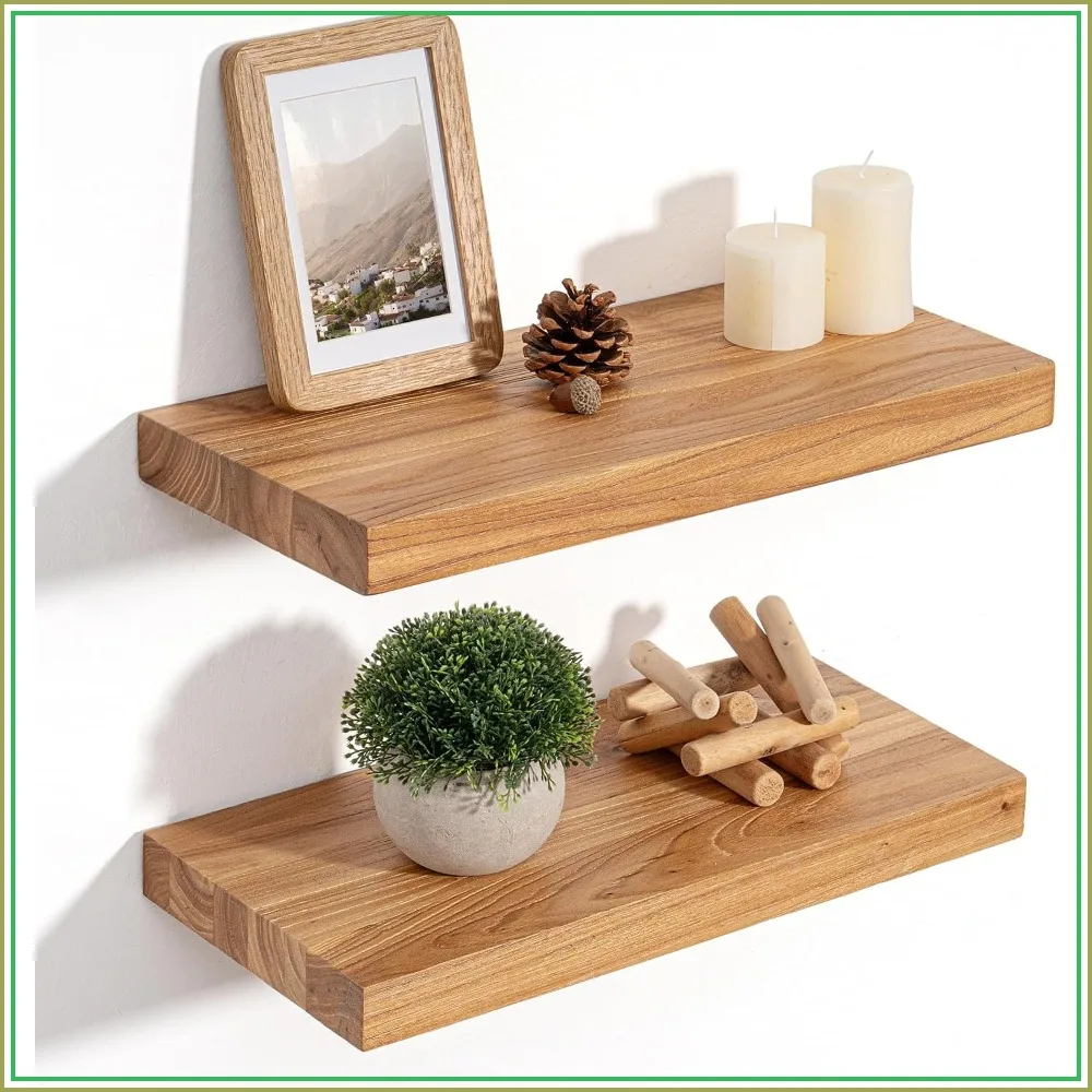 Floating Shelves for Wall Decor, 8" Deep Solid Elm Wood, Set of 2, 16 Inch, Natural
Floating Shelves for Wall Decor, 8" Deep Solid Elm Wood, Set of 2, 16 Inch, Natural