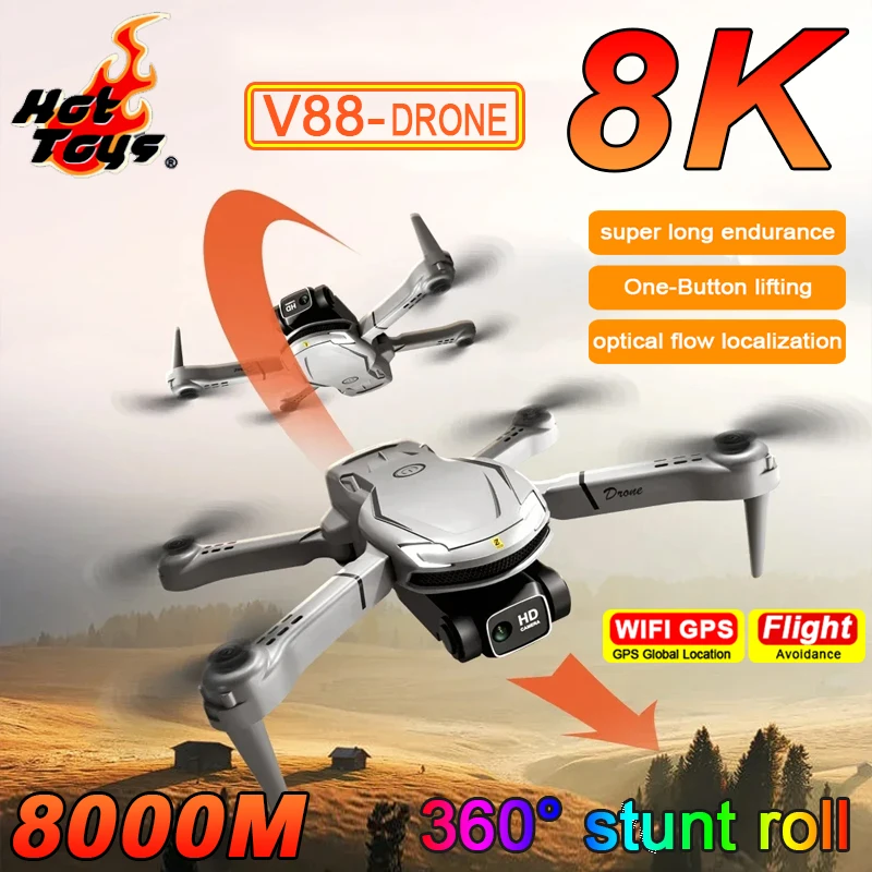 Hot Toys V88 Drone 8K 5G GPS Professional HD Aerial Photography 2 Camera Obstacle Remote Foldable Aircraft for Adult Child Toys
Hot Toys V88 Drone 8K 5G GPS Professional HD Aerial Photography 2 Camera Obstacle Remote Foldable Aircraft for Adult Child Toys