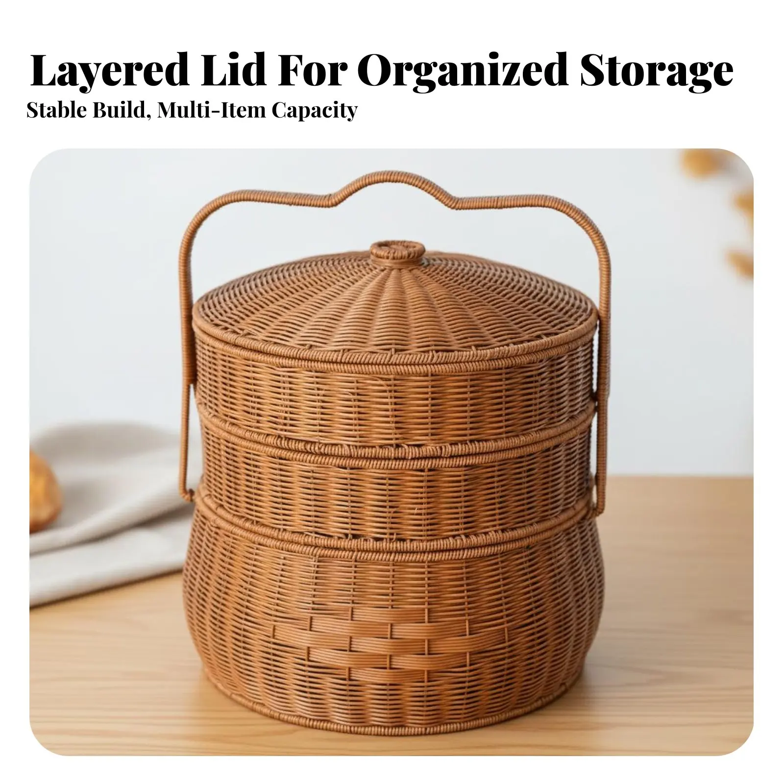 Двухуровневая плетеная корзина с крышкой, портативный контейнер для дома с ручкой и крышкой, для молодоженов, на свадьбу
Двухуровневая плетеная корзина с крышкой, портативный контейнер для дома с ручкой и крышкой, для молодоженов, на свадьбу