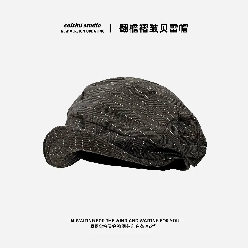 Japanese Striped Pleated Beret Women's Spring and Summer Literary and Casual Reversible Brim Large Sunshade Newsboy Caps
Japanese Striped Pleated Beret Women's Spring and Summer Literary and Casual Reversible Brim Large Sunshade Newsboy Caps