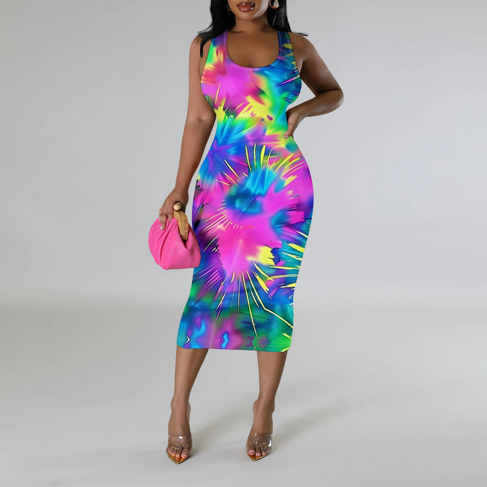 Women's Tie Dye Bodycon Midi Dress Boho Sleeveless O-Neck Dress for Night Club Party Wear XS-3XL
Women's Tie Dye Bodycon Midi Dress Boho Sleeveless O-Neck Dress for Night Club Party Wear XS-3XL