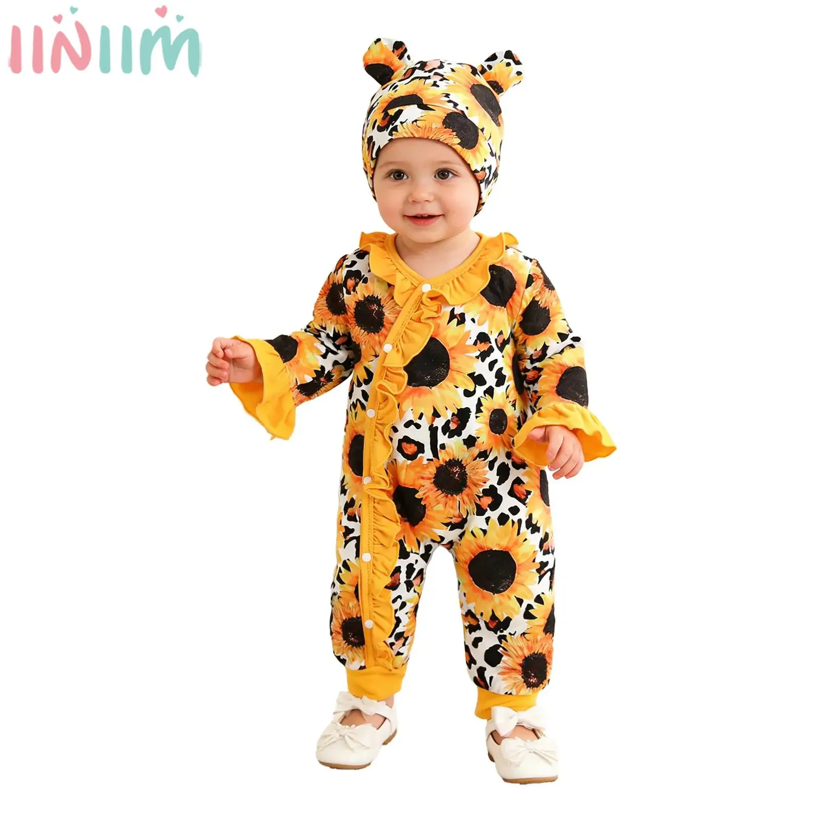 Милый комбинезон для маленьких девочек с цветочным принтом, длинными расклешенными рукавами и рюшами, с шапочкой и повязкой на голову, для дня рождения, вечеринки, фотосессии
Милый комбинезон для маленьких девочек с цветочным принтом, длинными расклешенными рукавами и рюшами, с шапочкой и повязкой на голову, для дня рождения, вечеринки, фотосессии