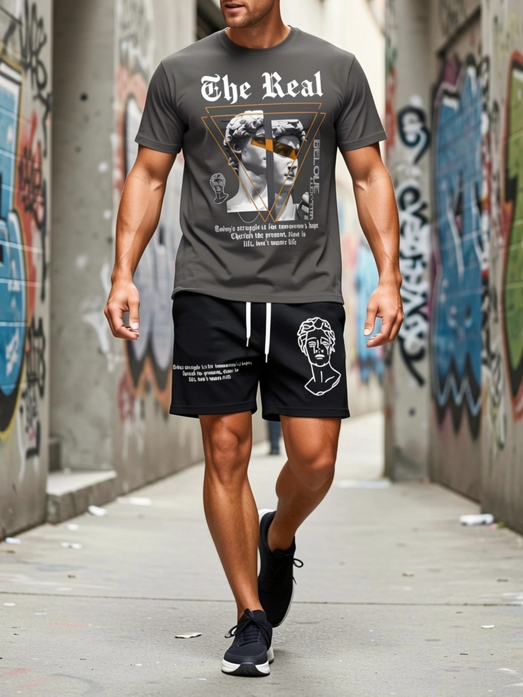 2026 Summer New Men's Short-Sleeved Shorts Set - Street Casual Fashion Comfortable Soft Breathable 3D Letter Pattern Print
2026 Summer New Men's Short-Sleeved Shorts Set - Street Casual Fashion Comfortable Soft Breathable 3D Letter Pattern Print
