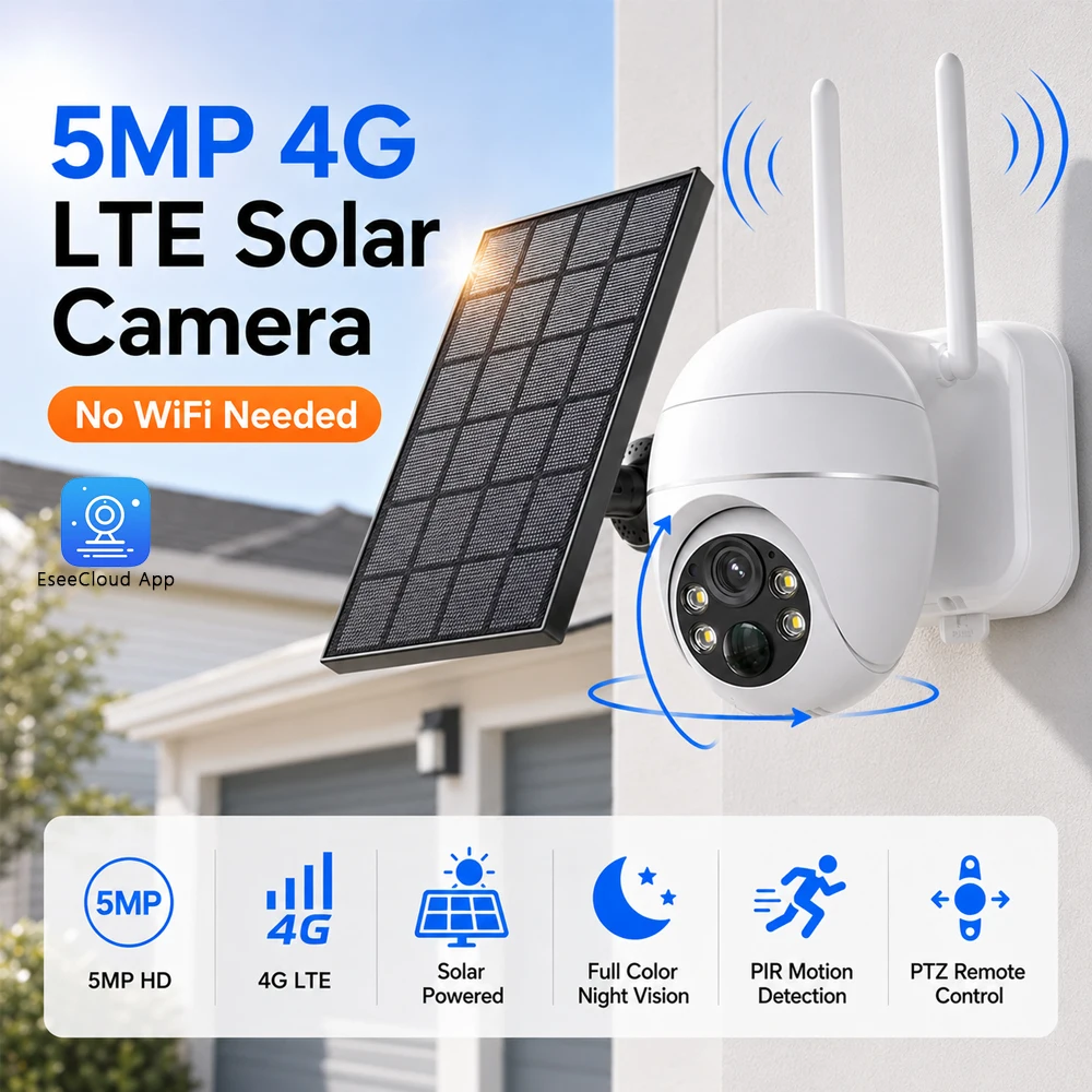 4G Solar Powered Security Camera No WiFi Needed Outdoor Surveillance Camera With Pan Tilt Control PIR Detection Color Night Vision For Farm Yard Garage
4G Solar Powered Security Camera No WiFi Needed Outdoor Surveillance Camera With Pan Tilt Control PIR Detection Color Night Vision For Farm Yard Garage