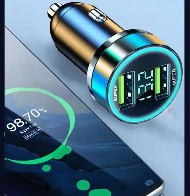 240W with Digital Display 2 Port Car Charger Fast USB Charging Adapter for IPhone Samsung Xiaomi Huawei Quick Charging Chargers
240W with Digital Display 2 Port Car Charger Fast USB Charging Adapter for IPhone Samsung Xiaomi Huawei Quick Charging Chargers