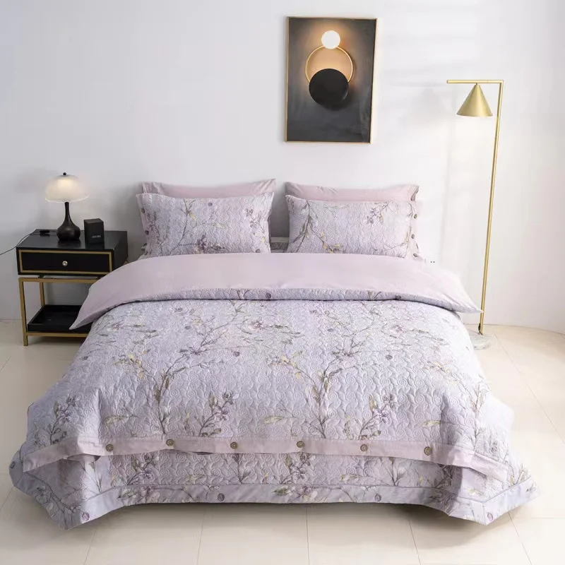 Premium Home Textile Bedding Button Bed Cover Purple Printing Bed Sheet Pillowcases Cotton Filling ODM/OEM Bedspread Set
Premium Home Textile Bedding Button Bed Cover Purple Printing Bed Sheet Pillowcases Cotton Filling ODM/OEM Bedspread Set
