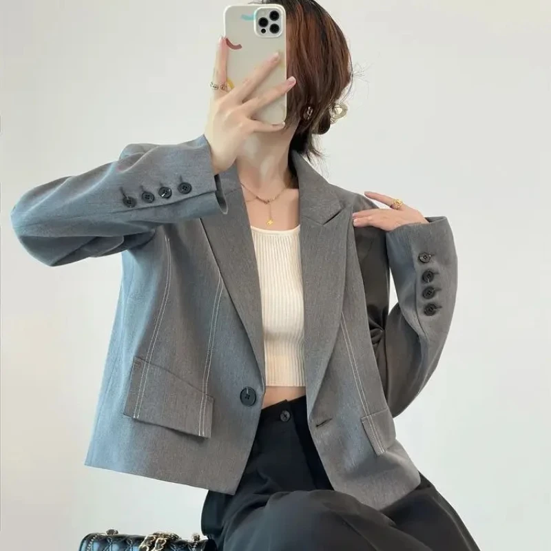 Jacket Spring Autumn Short Blazer Woman 2025 New Arrivals Outerwears Korean Luxury Clothing Style Deals In Crop Coats for Women
Jacket Spring Autumn Short Blazer Woman 2025 New Arrivals Outerwears Korean Luxury Clothing Style Deals In Crop Coats for Women