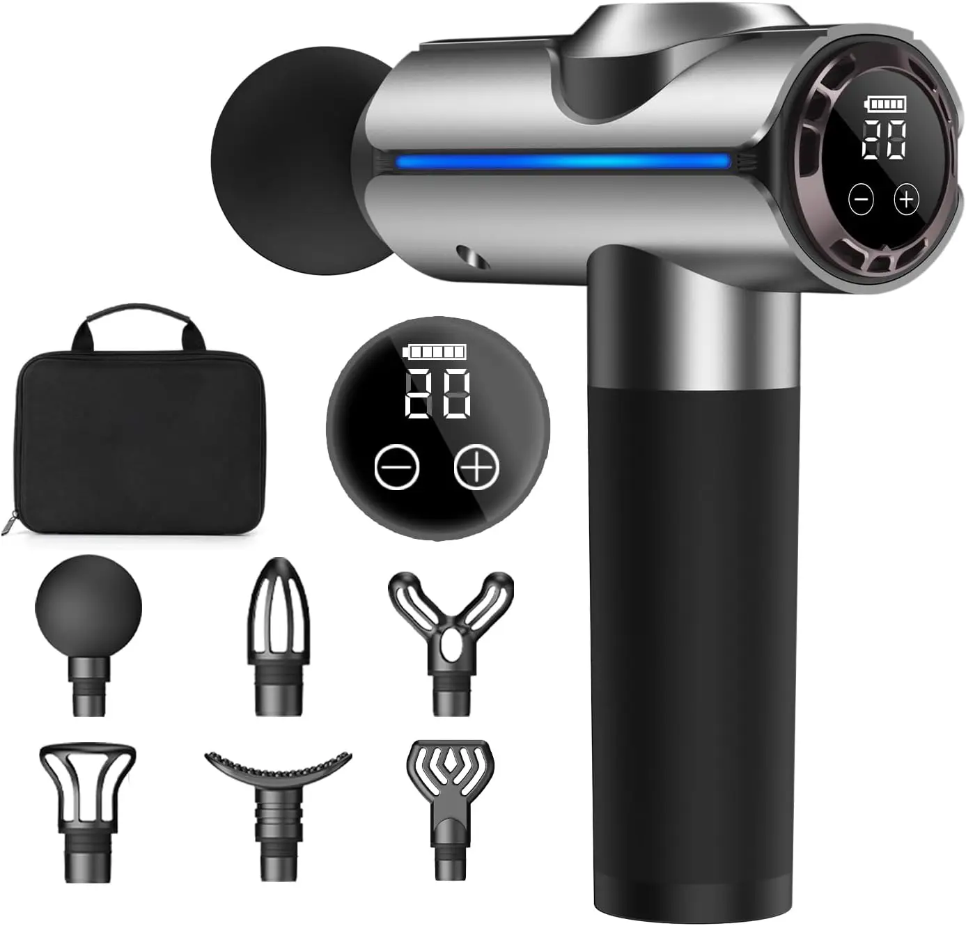 Christmas Gift for Women/Men, Percussion Massage Gun with 20 Speeds, LED Screen, Carry Case - Silver
Christmas Gift for Women/Men, Percussion Massage Gun with 20 Speeds, LED Screen, Carry Case - Silver