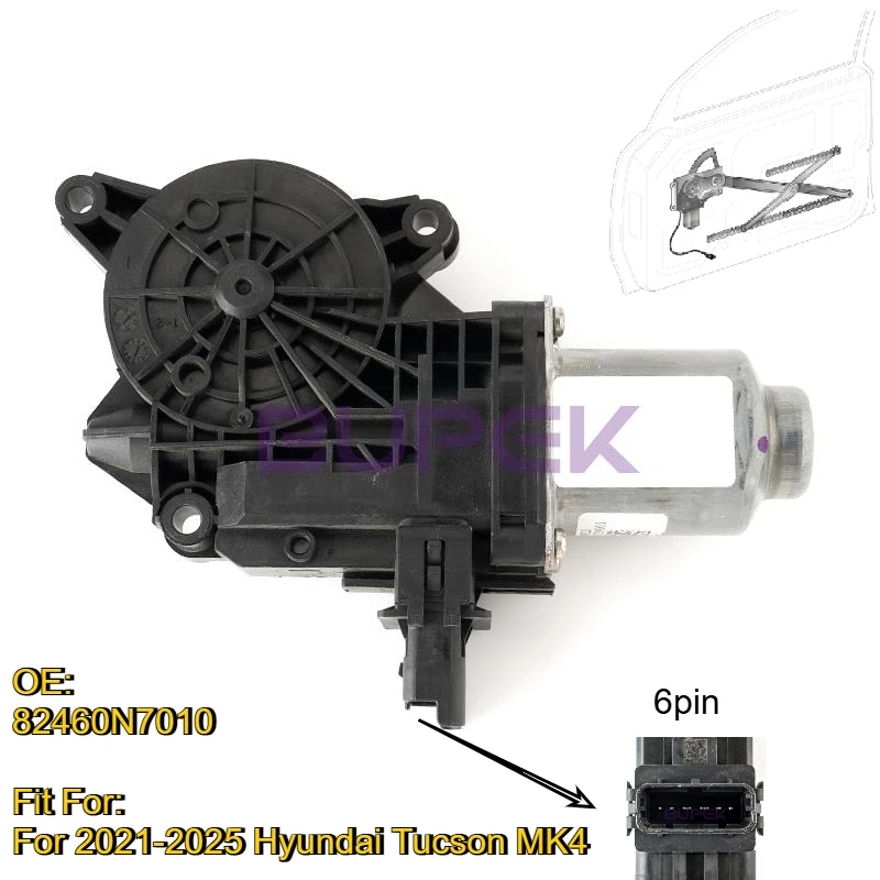 BUPEK Front Right Power Window Motor 6pin for 2021-2025 Hyundai Tucson MK4 Replace Exact Fit Electric Glass Regulator 82460N7010
BUPEK Front Right Power Window Motor 6pin for 2021-2025 Hyundai Tucson MK4 Replace Exact Fit Electric Glass Regulator 82460N7010