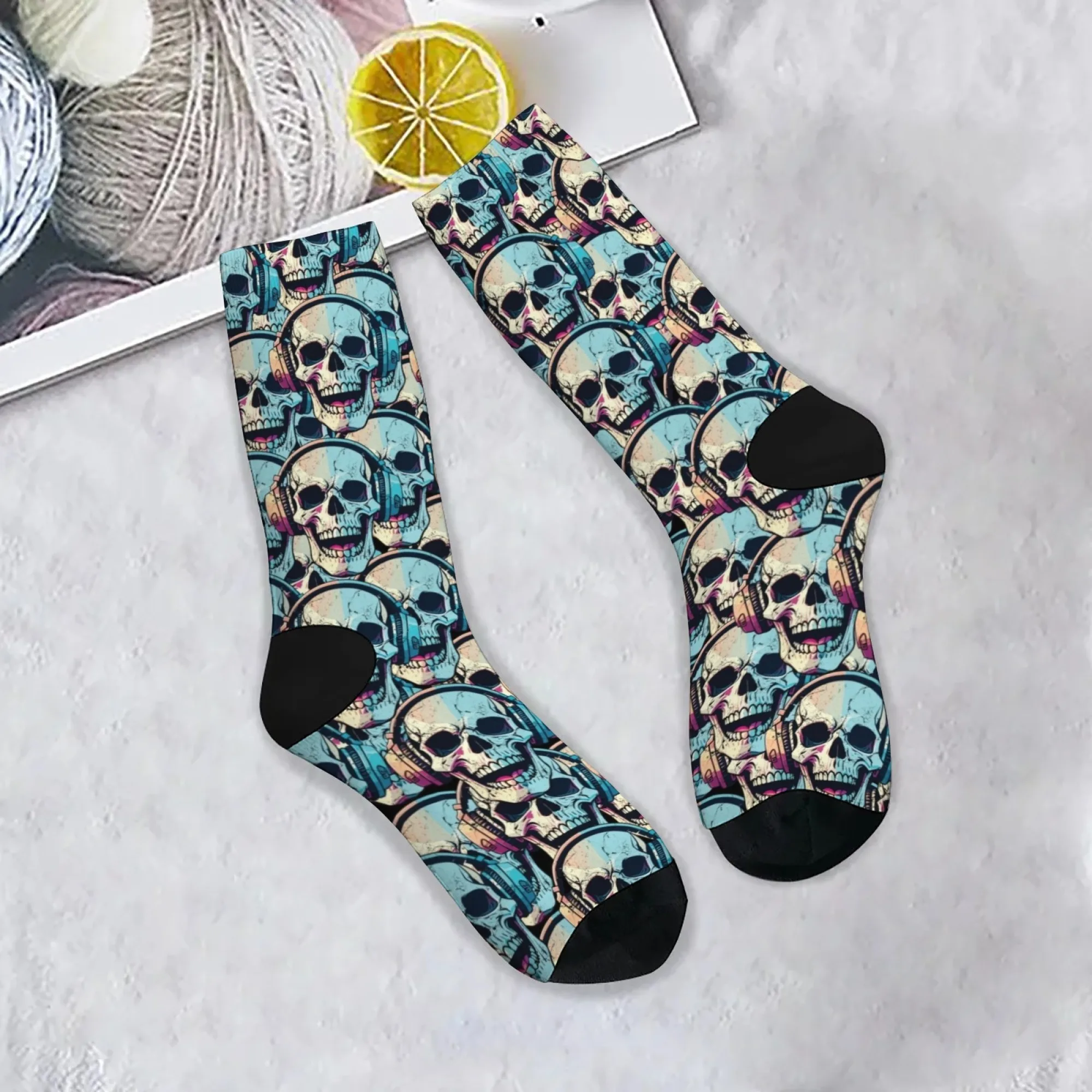 Retro Dark Skull Metal Rock Style Crew Socks Artistic with Headphones Design Comfortable Warm for Gothic & Music Style Lovers
Retro Dark Skull Metal Rock Style Crew Socks Artistic with Headphones Design Comfortable Warm for Gothic & Music Style Lovers