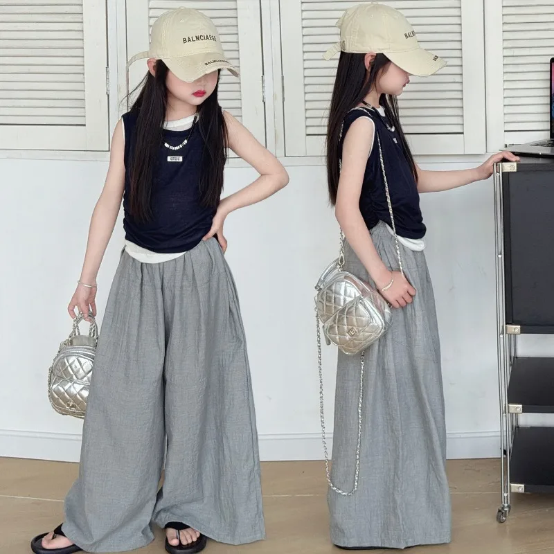 Children Clothes Girls Summer 2026 Sleeveless Tank Top and Wide Leg Pants Casual Streetwear Breathable Comfortable
Children Clothes Girls Summer 2026 Sleeveless Tank Top and Wide Leg Pants Casual Streetwear Breathable Comfortable